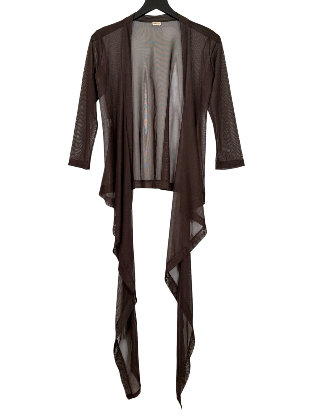 Chan Luu S/M Brown Sheer Mesh 3/4 Sleeve Tie Front Cardigan Coverup